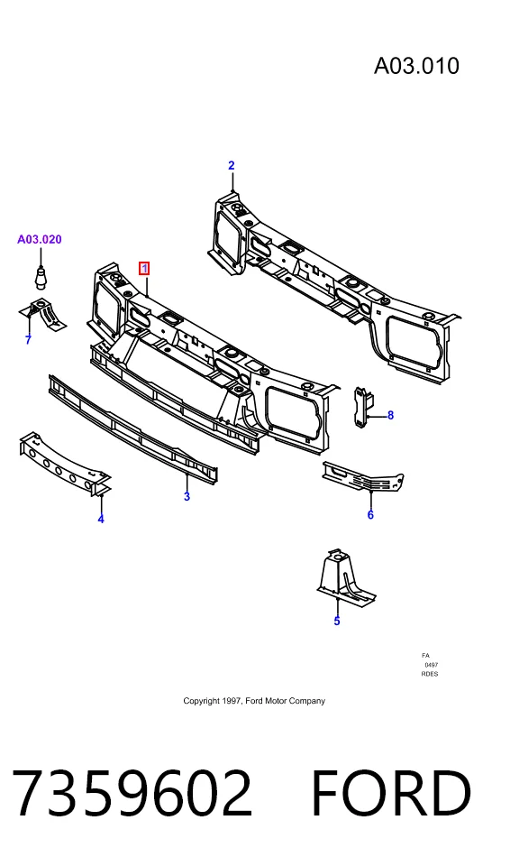  Soporte de radiador Ford Escort 7