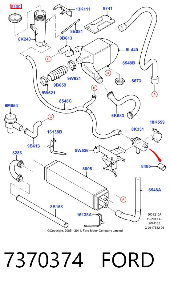 Tapón del radiador de refrigerante Ford Mondeo I (1993-1996)