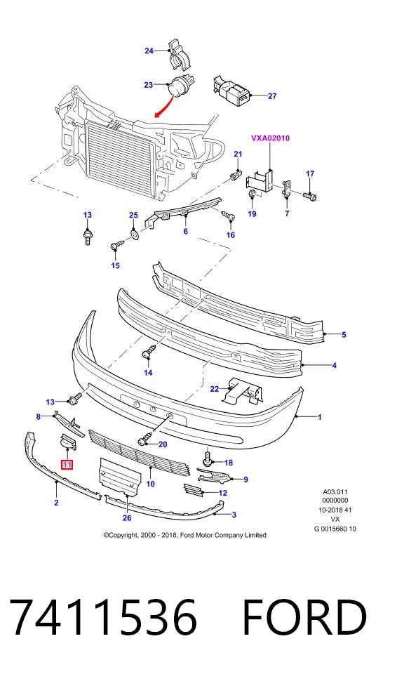 Tapa gancho de arrastre, delantera Ford Galaxy  (WGR)