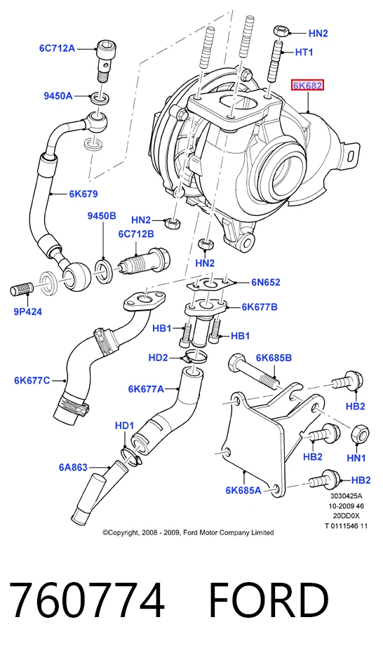 760774 Ford Turbo para motor