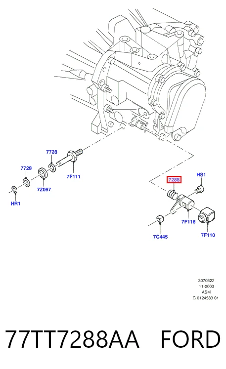 Retén del vástago del cambio de la caja de cambios 77TT7288AA FORD