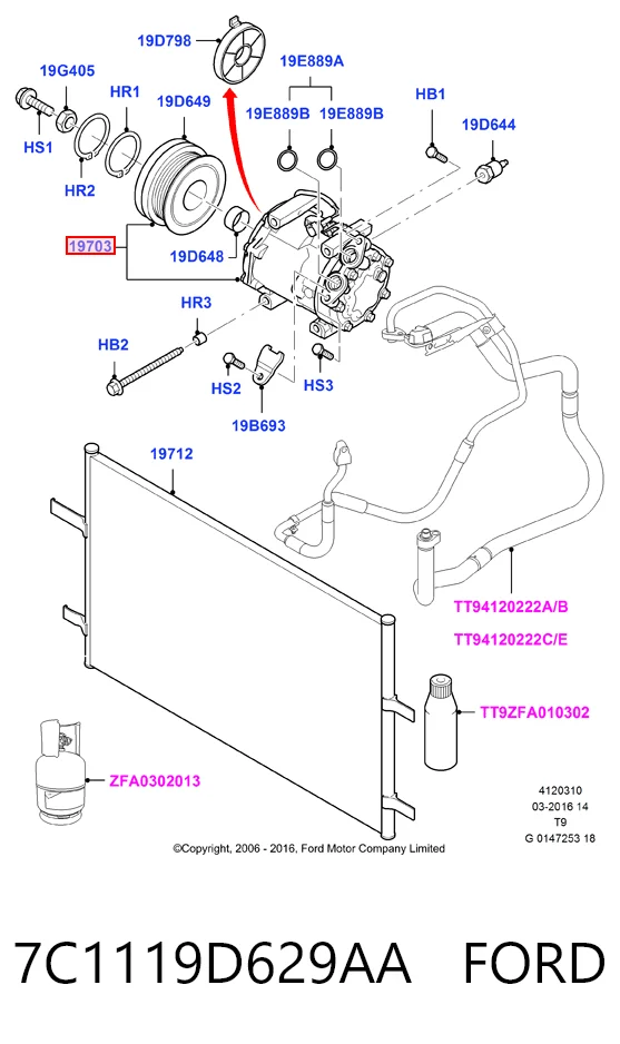 7C1119D629AA Ford Compresor climatizador