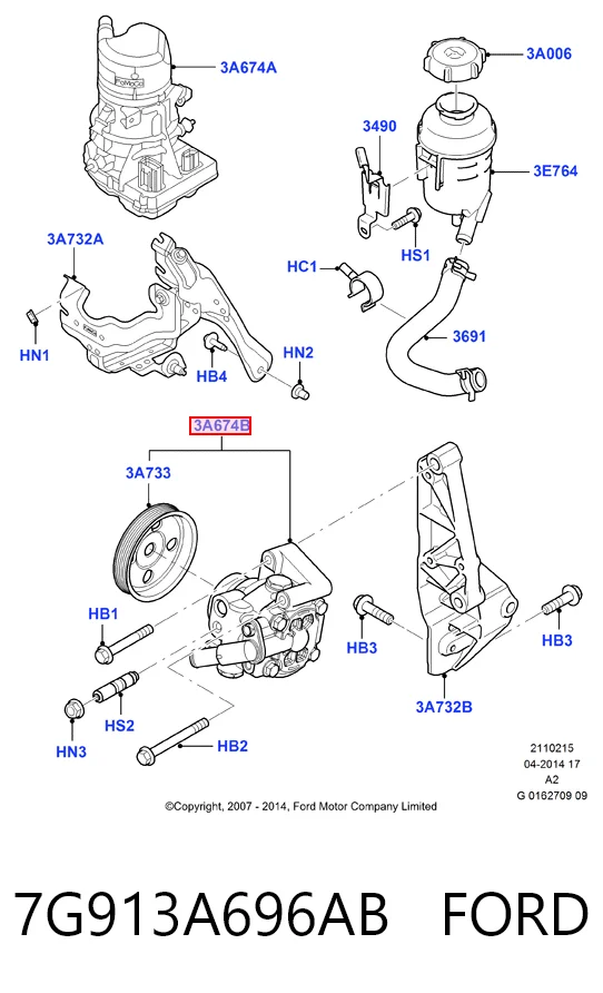 7G913A696AB Ford Bomba hidráulica de dirección
