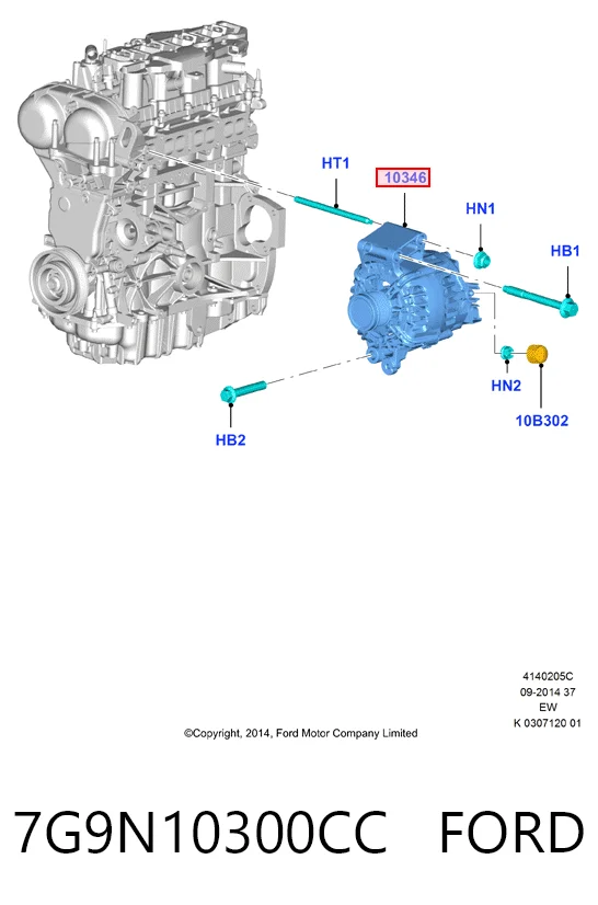 7G9N10300CC Ford Alternador de coche