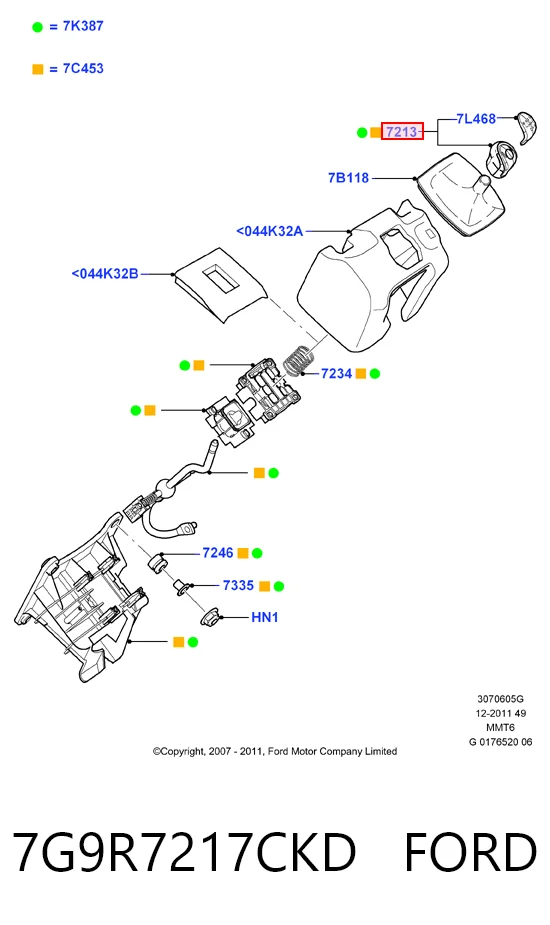7G9R7217CKD Ford Perilla De Engranaje