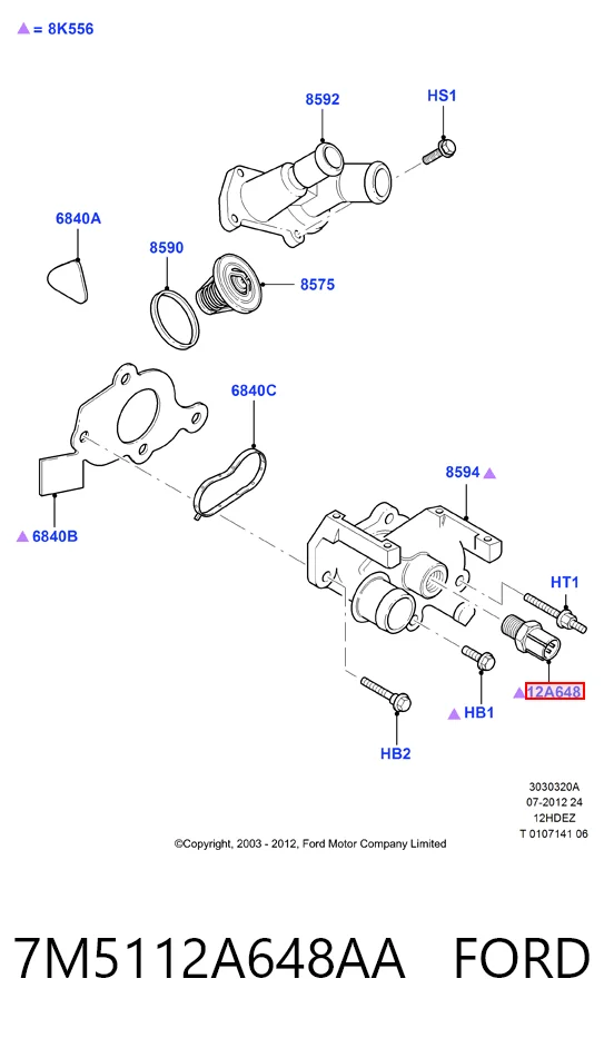 7M5112A648AA Ford Sensor temperatura refrigerante