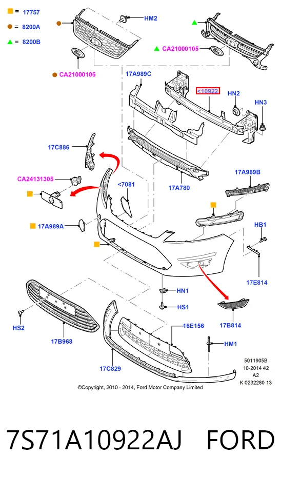 Refuerzo parachoque delantero para Ford Mondeo IV CA2