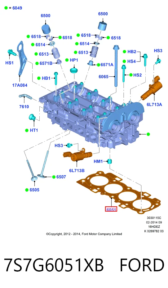 7S7G6051XB Ford Empaquetadura de culata