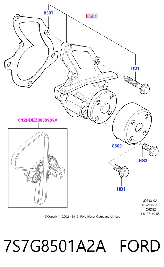Bomba de agua 7S7G8501A2A FORD