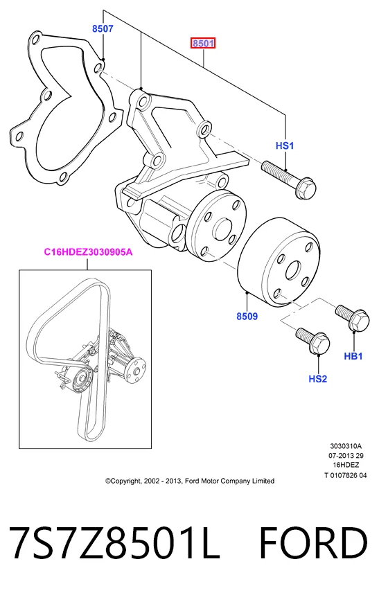 Bomba de agua 7S7Z8501L FORD