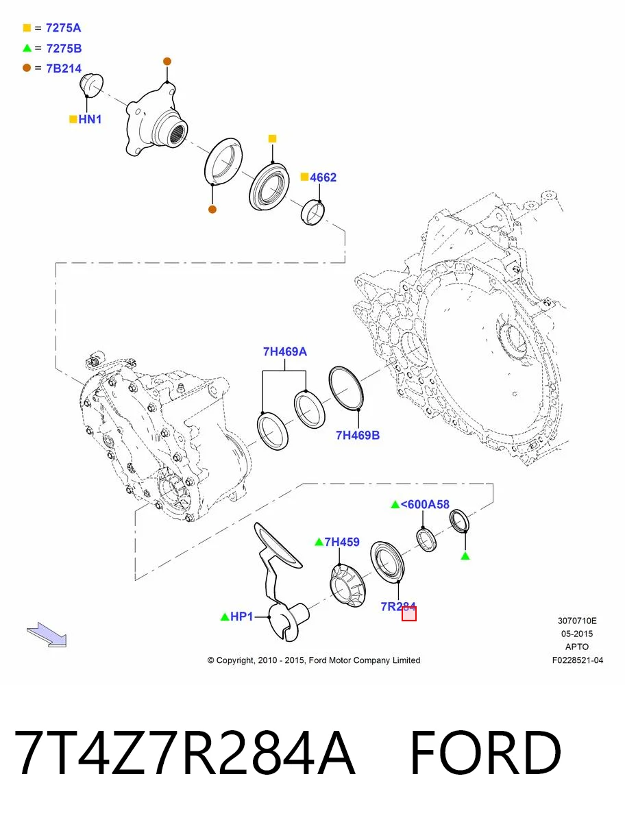 7T4Z7R284A Ford Retén del semieje delantero derecho