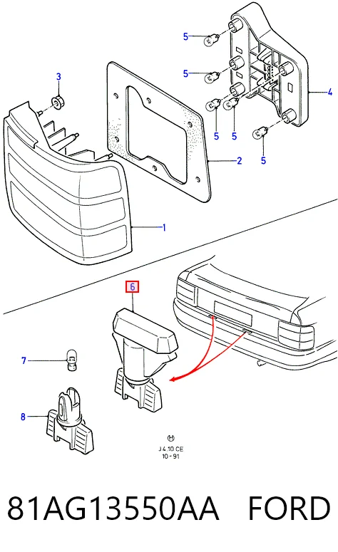 Luz de matricula para Ford Escort III GAA, AWA, ABFT, AVA