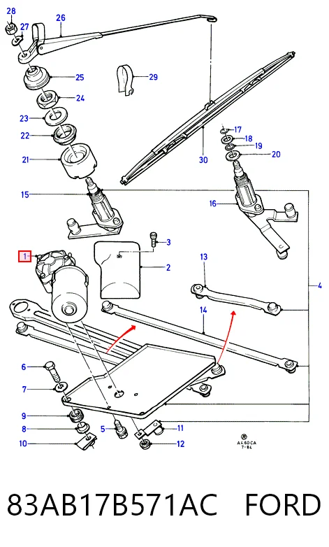 Motor del limpiaparabrisas Ford Escort IV hatchback (GAF, AWF, ABFT) (1985 - 1990) precio, desde 58,99 EUR