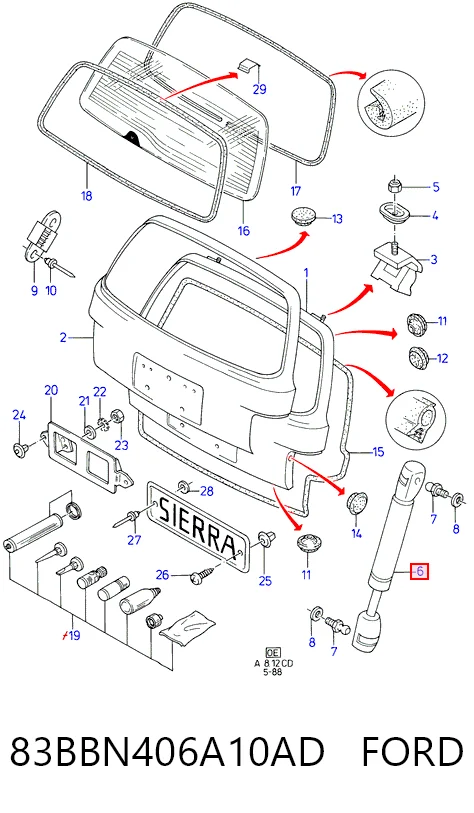 Amortiguador de porton para Ford Sierra II BNG