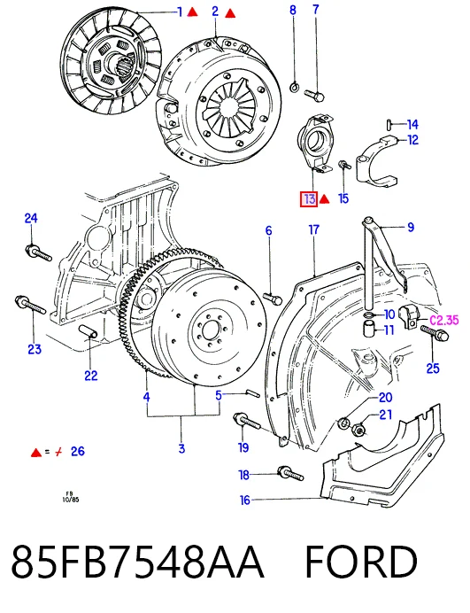 Cojinete de embrague 85FB7548AA FORD