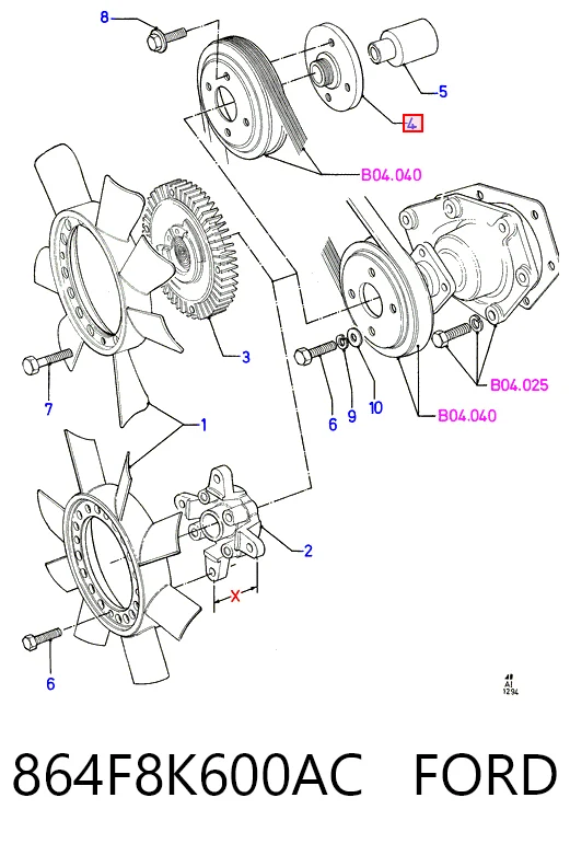Soporte del acoplamiento viscoso del sistema de refrigeración 864F8K600AC FORD