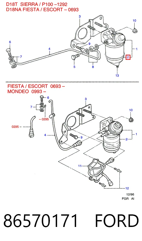 Filtro de combustible 86570171 FORD
