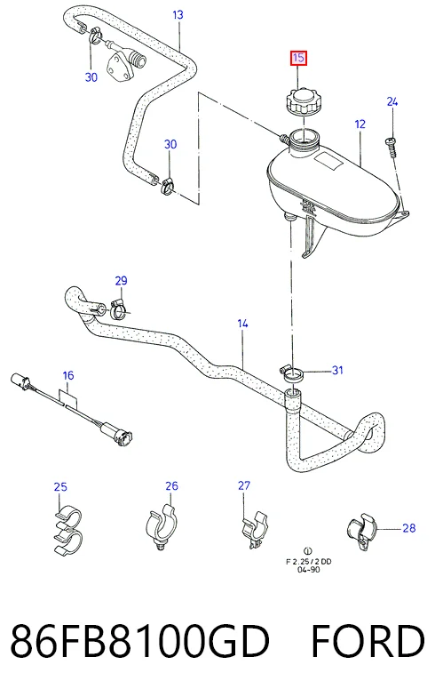 86FB8100GD Ford Tapón del radiador de refrigerante