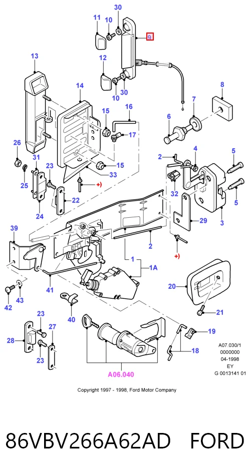 86VBV266A62AD Ford Manija interior derecha de puerta corrediza