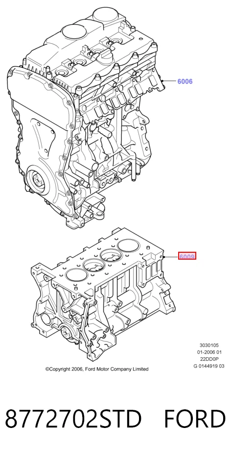 Bloque de cilindros del motor 8772702STD Nural