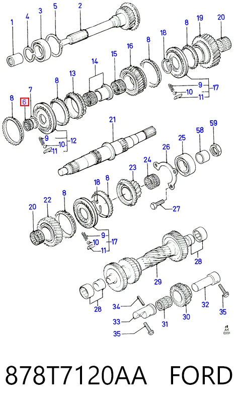 Cojinete del eje primario de la caja de cambios 878T7120AA FORD