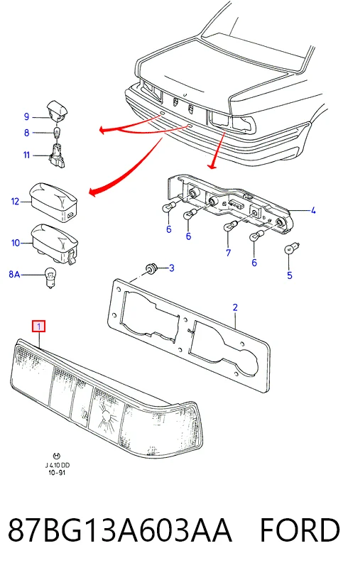 Piloto trasero izquierdo para Ford Sierra II GBG, GB4