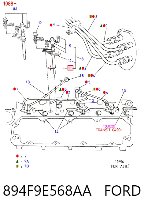 Kit de reparación del inyector para Ford Transit IV E