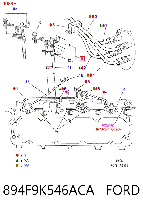 894F9K546ACA Ford Inyector de combustible