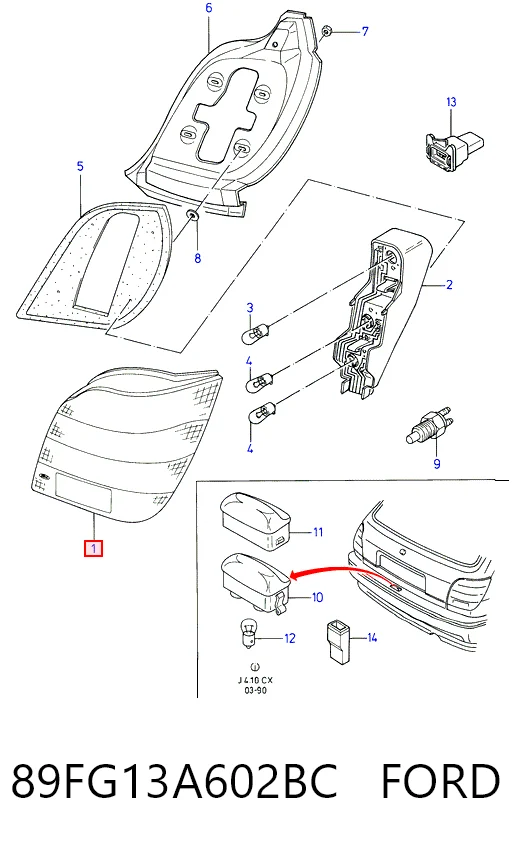 Piloto trasero derecho Ford Fiesta Mk3 hatchback (GFJ) (1989 - 1995) precio, desde 31,94 EUR