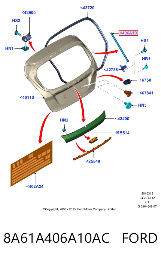 8A61A406A10AC Ford Amortiguador de porton