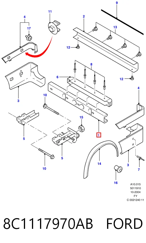 Refuerzo parachoques trasero para Ford Transit V V184/5