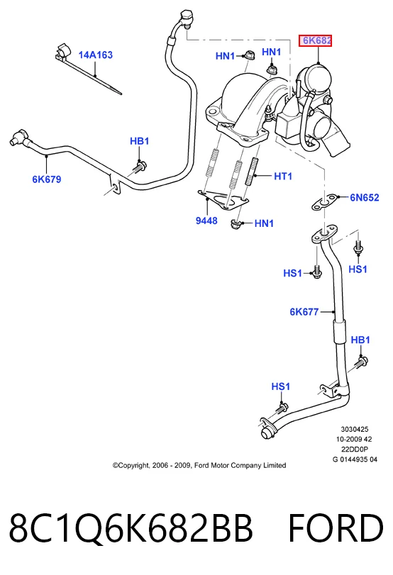 8C1Q6K682BB Ford Turbo para motor