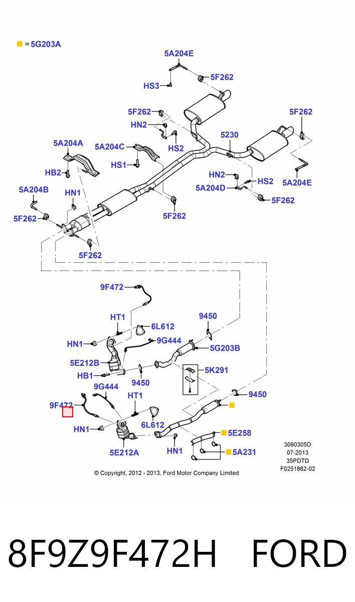 8F9Z9F472H Ford Sensor de oxígeno previo al catalizador