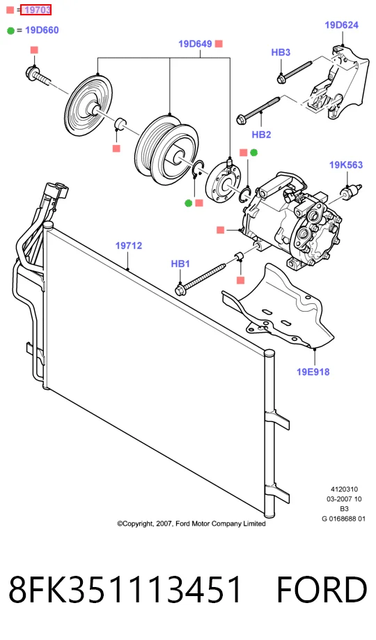 Compresor de aire acondicionado 8FK351113451 FORD