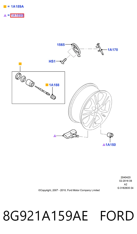 8G921A159AE Ford Sensor de presión de neumáticos (TPMS)