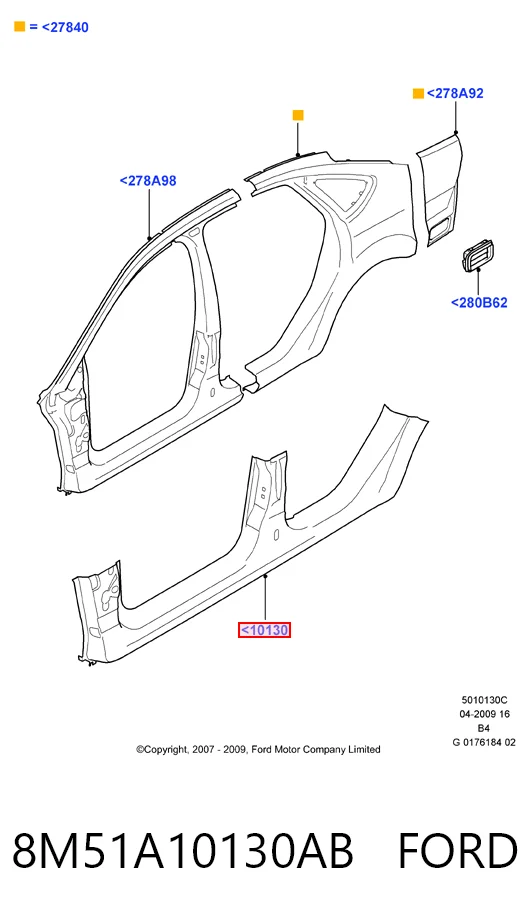 Umbral de puerta, derecha para Ford Focus II DA, HCP, DP