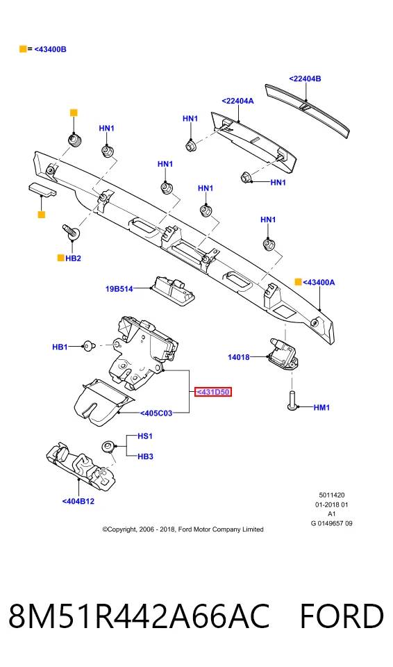 8M51R442A66AC Ford Cierre del maletero