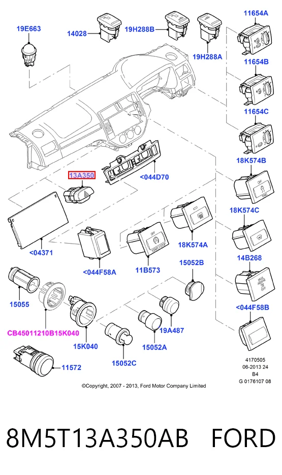 Boton de luz de emergencía para Ford Focus II DA, HCP, DP