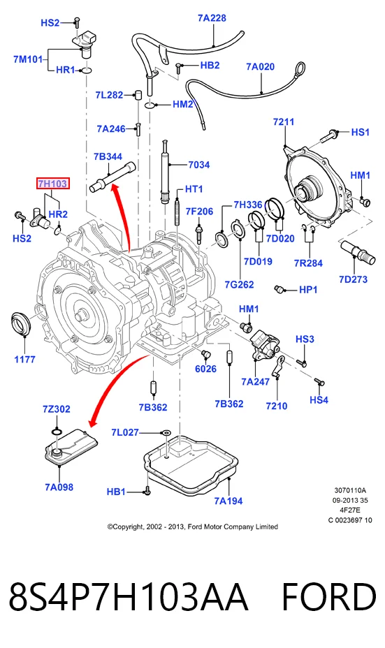 8S4P7H103AA Ford Captador de velocidad