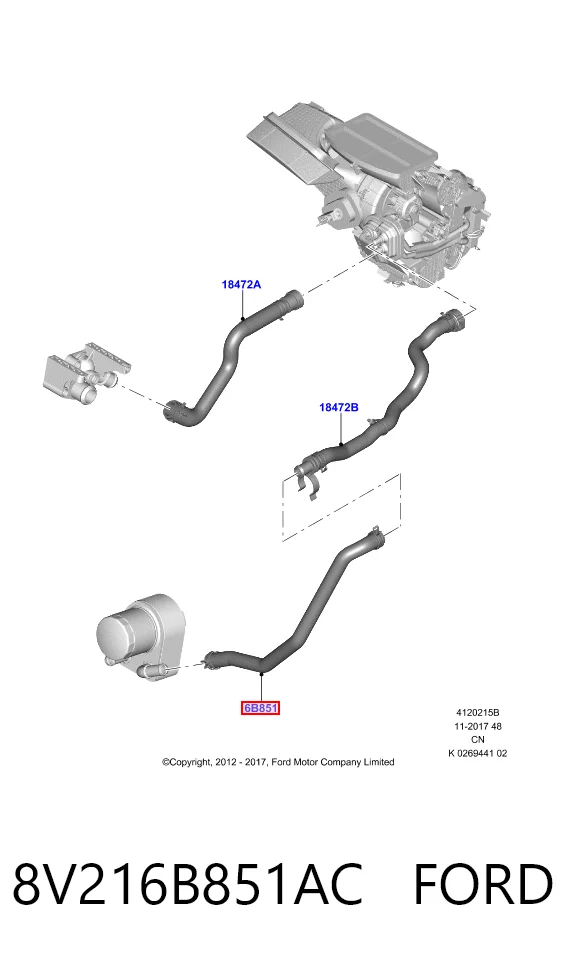 8V216B851AC Ford Manguera de calefacción, retorno