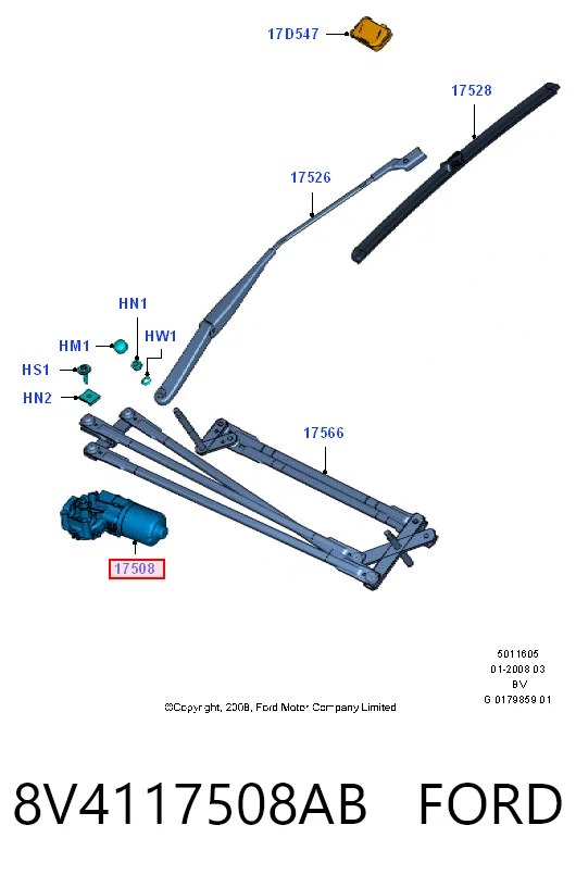 Motor limpiaparabrisas para Ford Kuga I CBV
