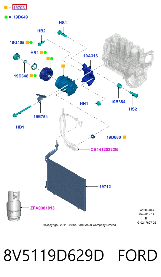 8V5119D629D Ford Compresor climatizador