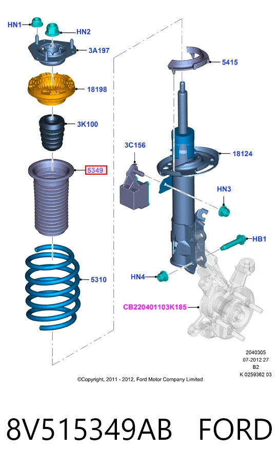 Guardapolvo del amortiguador delantero 8V515349AB FORD
