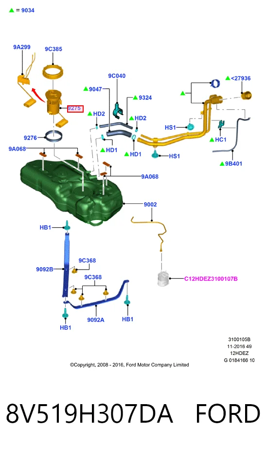 8V519H307DA Ford Módulo de alimentación de combustible