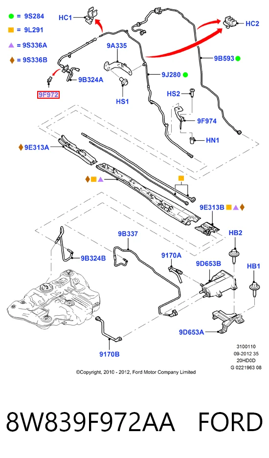 8W839F972AA Ford Sensor de presión de combustible