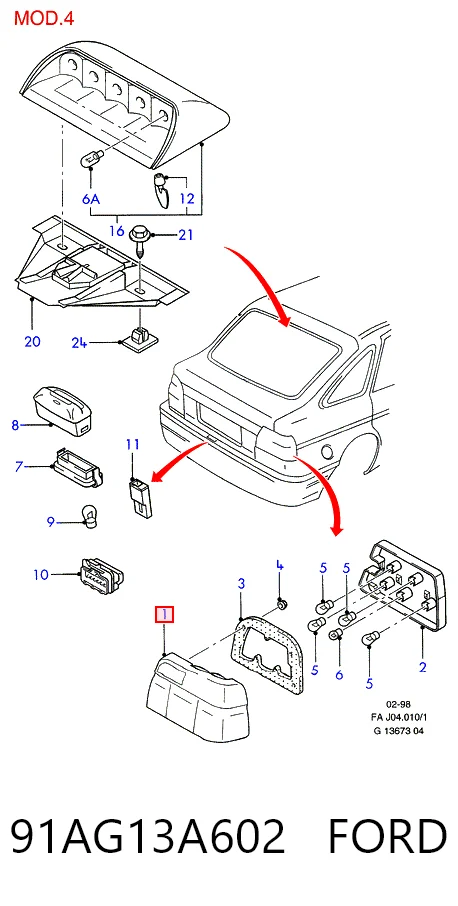 Piloto trasero derecho Ford Escort V hatchback (GAL) (1990 - 1992) precio, desde 36,30 EUR