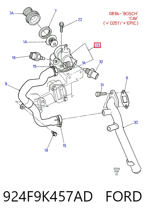 924F9K457AD Ford Caja del termostato