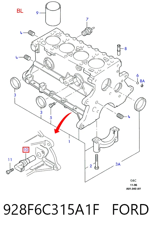 928F6C315A1F Ford Sensor de posición del cigüeñal