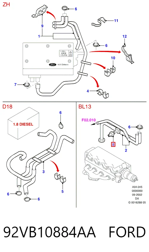 92VB10884AA Ford Sensor temperatura refrigerante