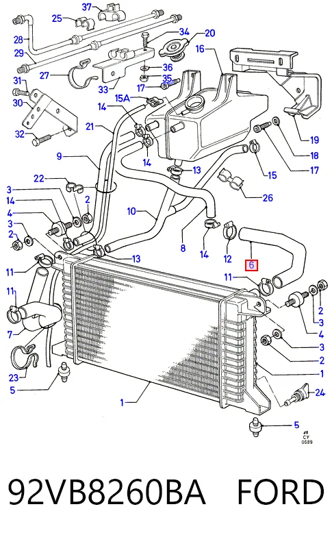 Manguera superior del radiador 92VB8260BA FORD